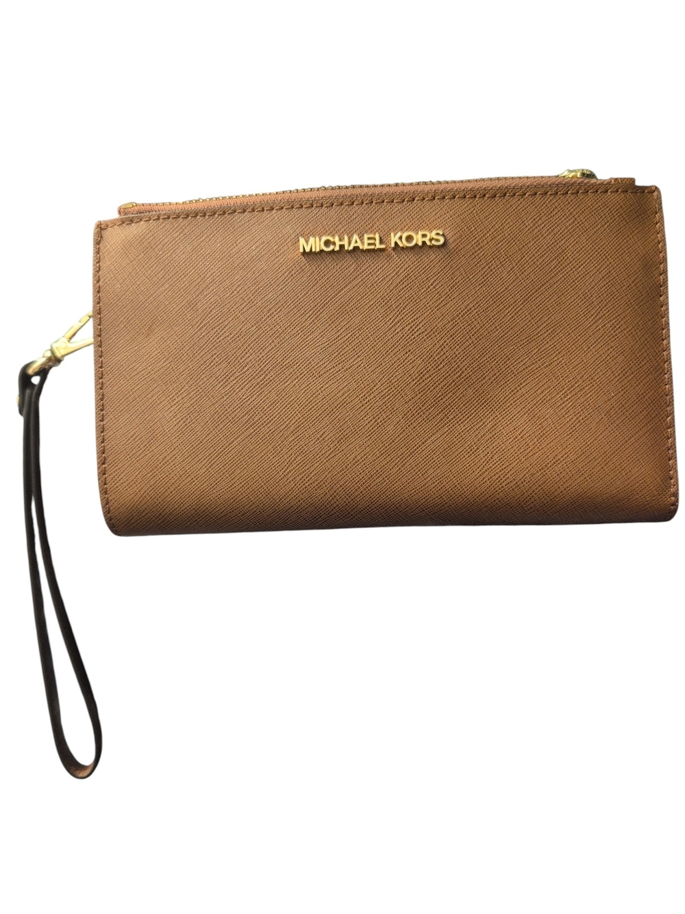 Michael Kors Brown Saffiano Leather Wristlet